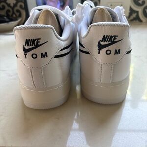 Nike White and Black Custom Air Force 1 Men's Sneakers